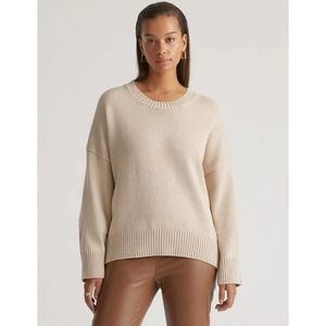 QUINCE Cement Marl 100% Organic Cotton Boyfriend Crew Sweater Size Large